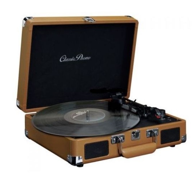 GIRA-DISCOS LENCO TT-10BN VINYL MALETA CASTANHA COLUNAS INCORP.