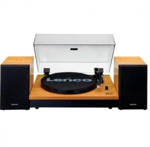 GIRA-DISCOS LENCO LS-300WD VINYL C BLUETOOTH E CONJUNTO DE COLUNAS MADEIRA