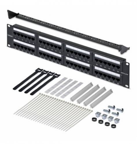 Patch Panel StarTech CPANEL48 – 48 Portas Cat6, 2U, RJ45, UTP, 110 Punch-Down, Rack 19"