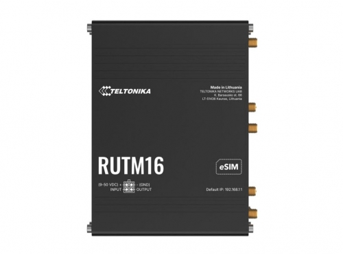 Router industrial Teltonika Networks RUTM16, 4G/LTE Cat 6 com modem Telit Global, eSIM integrado - RUTM16000000