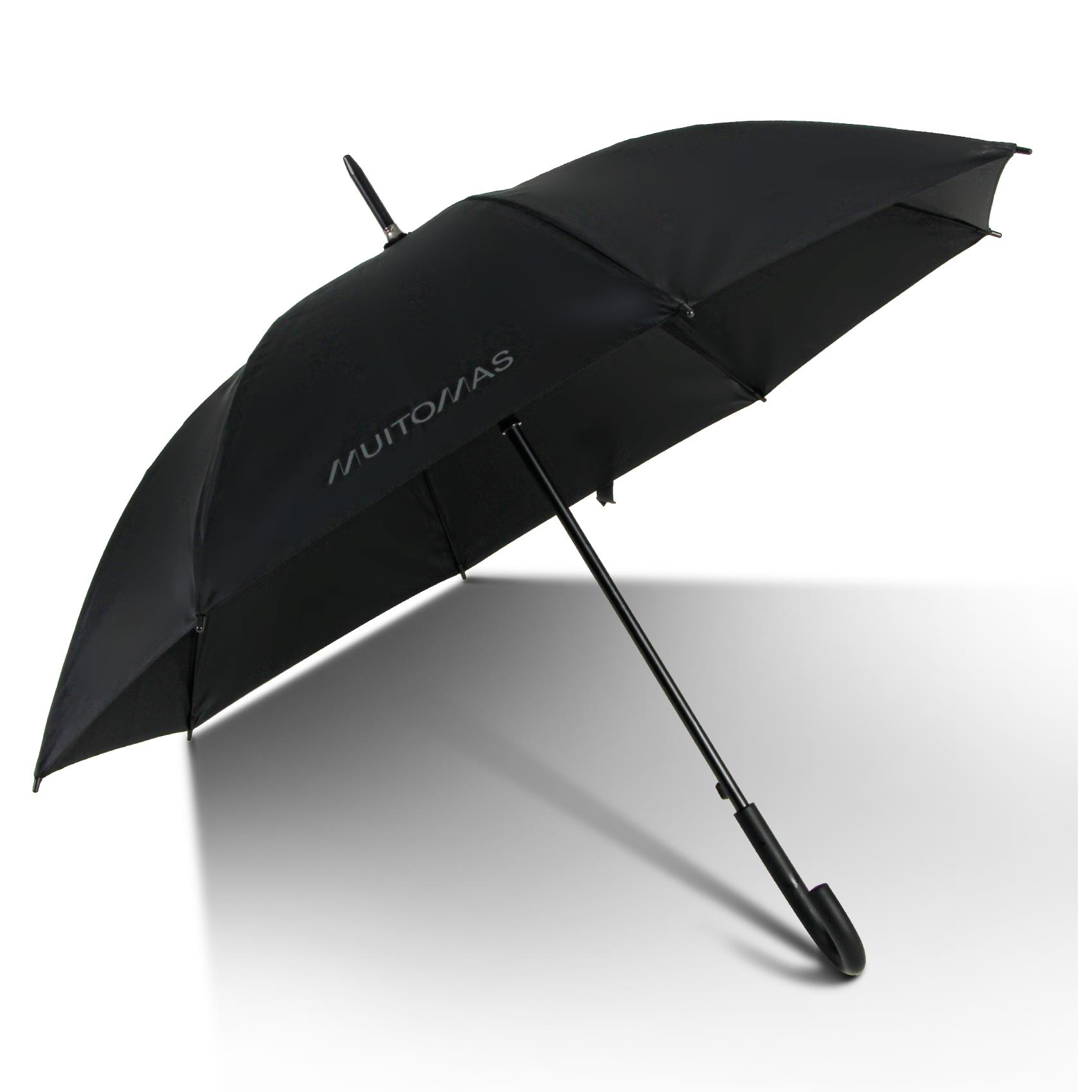 MUITOMAS Guarda-chuva preto com cabo curvo | UMBRCURVEDBK