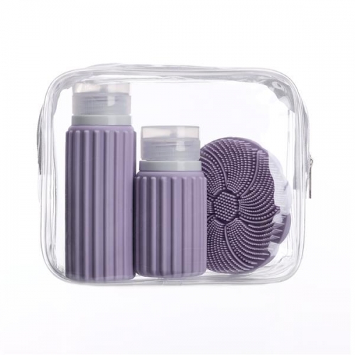 MUITOMAS - Kit de Frascos de Viagem com Escova Facial lilás | FACETRAVKITVL