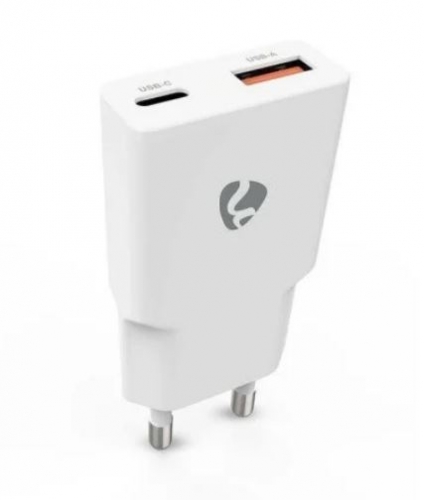 NEDIS CARREGADOR DE PAREDE RAPIDO 20W USB-A USB-C Branco - WCHA20WT