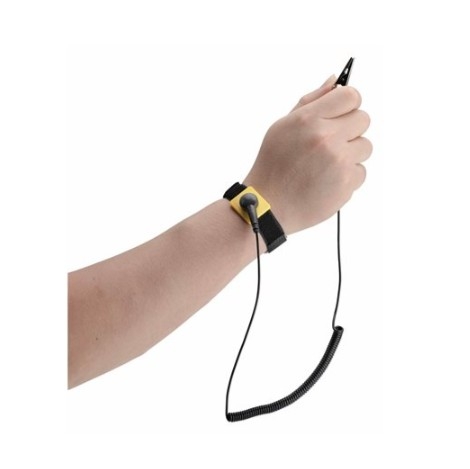 Pulseira Antiestática ESD com Cabo de Ligação à Terra, 1,5 m, Resistência de 1 MΩ, Ajustável, Preta/Amarela - StarTech.com ESD-WRIST-STRAP