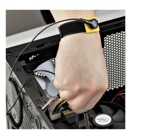 Pulseira Antiestática ESD com Cabo de Ligação à Terra, 1,5 m, Resistência de 1 MΩ, Ajustável, Preta/Amarela - StarTech.com ESD-WRIST-STRAP