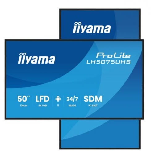 Monitor de sinalização 4K com Android 11 iiyama ProLite LH5075UHS-B2AG