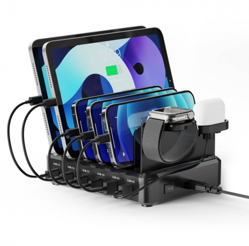 Estação de Carregamento Ewent EW1335 4x USB-C + 2x USB-A PD 130W Preto