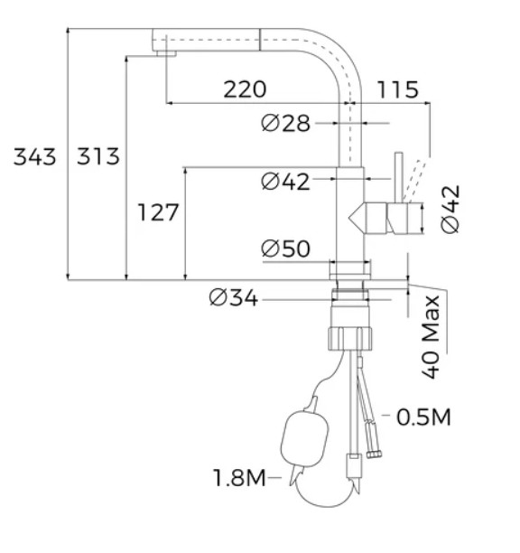 TORNEIRA MISTURADORA TEKA UNI9331BK
