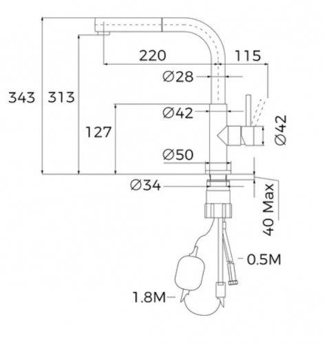 TORNEIRA MISTURADORA TEKA UNI9331BK
