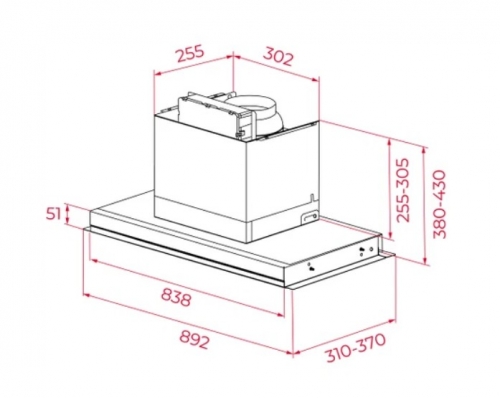 Exaustor de Encastre Teka GFI 96370 TOS IX, 90 cm, A++, 765 m³/h