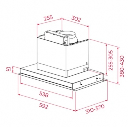 Exaustor TEKA GFI 66370 TOS BK 60 cm – Encastre, Preto, A++