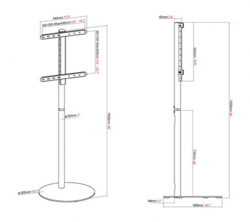 Suporte de chão para Monitores sinalização digital VISION VFM-F4