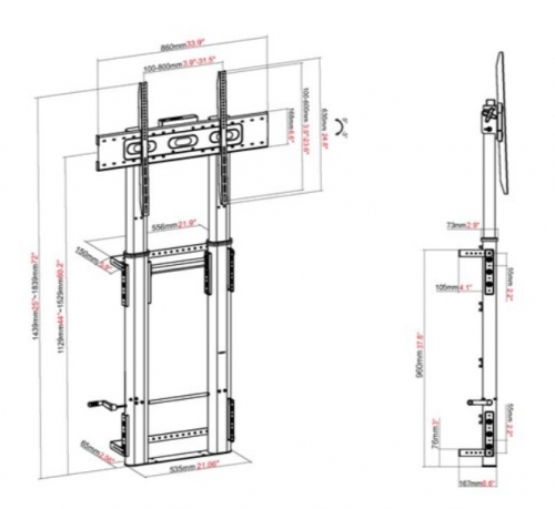 Suporte de Monitor altura ajustável Vision X-Series VFM-F26W