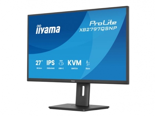 Monitor LED 27" iiyama ProLite XB2797QSNP-B1 - QHD @ 75 Hz IPS 1 ms HDMI, DisplayPort, USB-C preto 