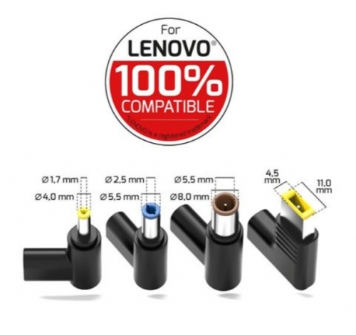 Carregador Port Designs 904065LEEU GaN de 65 W com porta USB-C, preta, para Lenovo