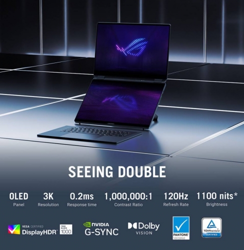 PORTÁTIL ASUS ROG ZEPHYRUS DUO GX651AX 2x 16" INTEL CORE ULTRA 9 386H 64GB 2TB NVIDIA RTX 5090 WINDOWS 11 HOME - 90NR0NT2-M005N0