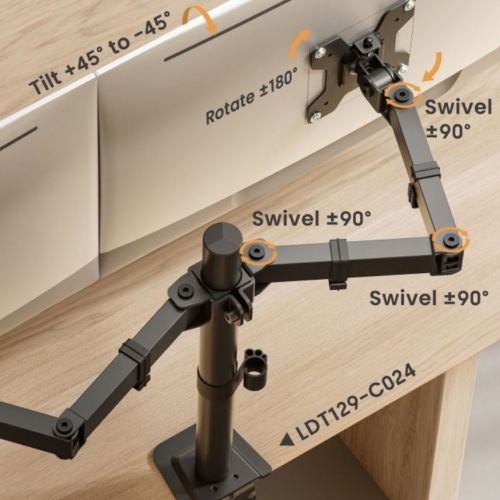 SUPORTE DE SECRETÁRIA EQUIP ERGO 650176 – DUAL MONITOR DESK MOUNT – 17" A 32"