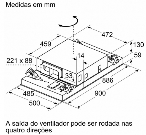 Exaustor de teto siemens LR96CAQ20 90 cm Branco