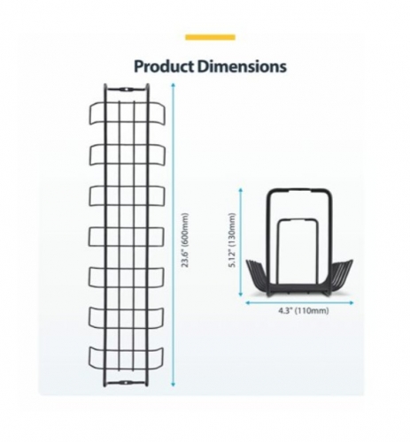 Calha de Gestão de Cabos StarTech.com S1MB-DESK-CABLE-TRAY — para Secretária, Sob a Mesa, 1 m, Preto