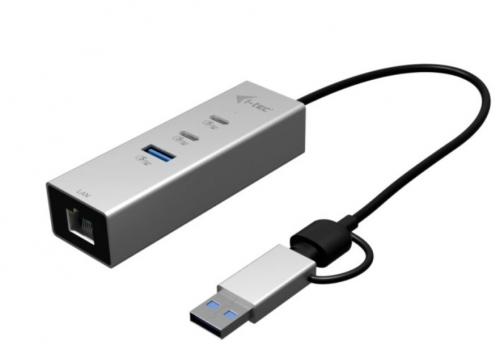 Hub metálico i-tec USB-C/USB-A com 3 portas (2x USB-C, 1x USB-A) + 2.5GLAN , CAMETALG325HUB