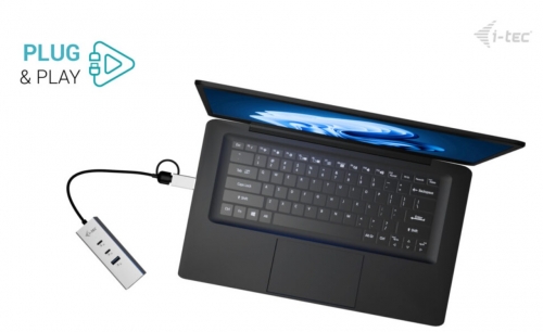 Hub metálico i-tec USB-C/USB-A com 3 portas (2x USB-C, 1x USB-A) + 2.5GLAN , CAMETALG325HUB