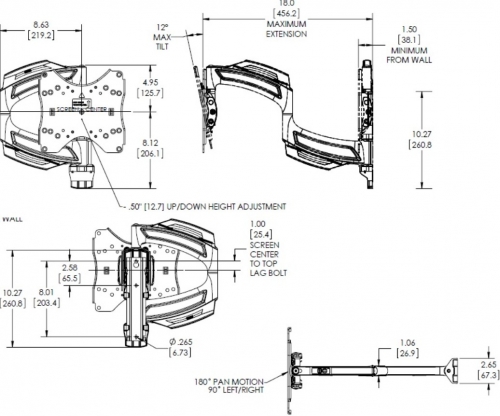 Suporte de Parede Chief THINSTALL TS218SU – Braço Articulado – 26" a 47" – VESA até 400×400 mm – Preto