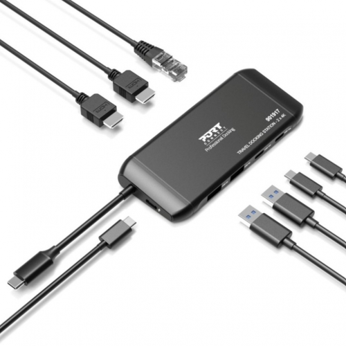 Estação de acoplamento móvel 2 x 4K USB-C 7 periféricos 100W Port Desings 901917