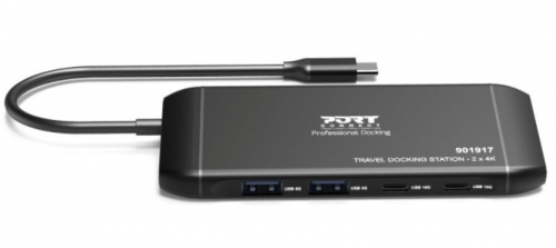 Estação de acoplamento móvel 2 x 4K USB-C 7 periféricos 100W Port Desings 901917