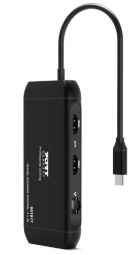 Estação de acoplamento móvel 2 x 4K USB-C 7 periféricos 100W Port Desings 901917