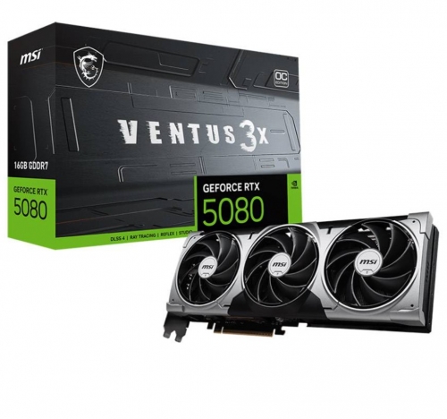 Placa Gráfica MSI NVIDIA GeForce RTX 5080 Ventus 3X OC 16G GDDR7 DLSS4 , 912-V531-428