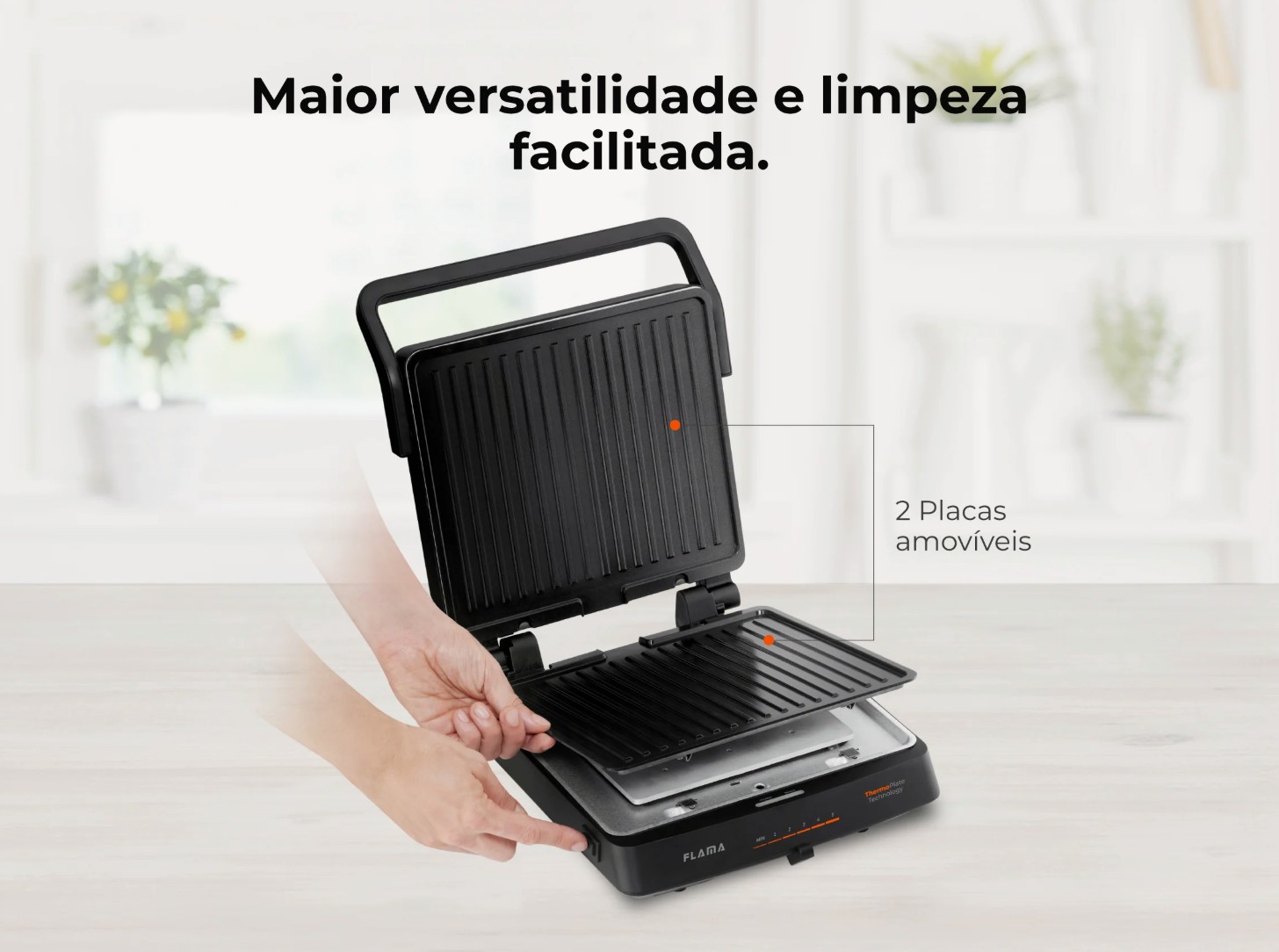 Grelhador Elétrico de Placas FLAMA 4586FL HeatPro SlideControl – 2000 W