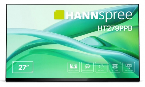 Monitor Tátil HANNspree HT279PPB -  27" Full HD ADS, 10 Pontos, 75Hz, HDMI/DisplayPort, USB Touch, Colunas