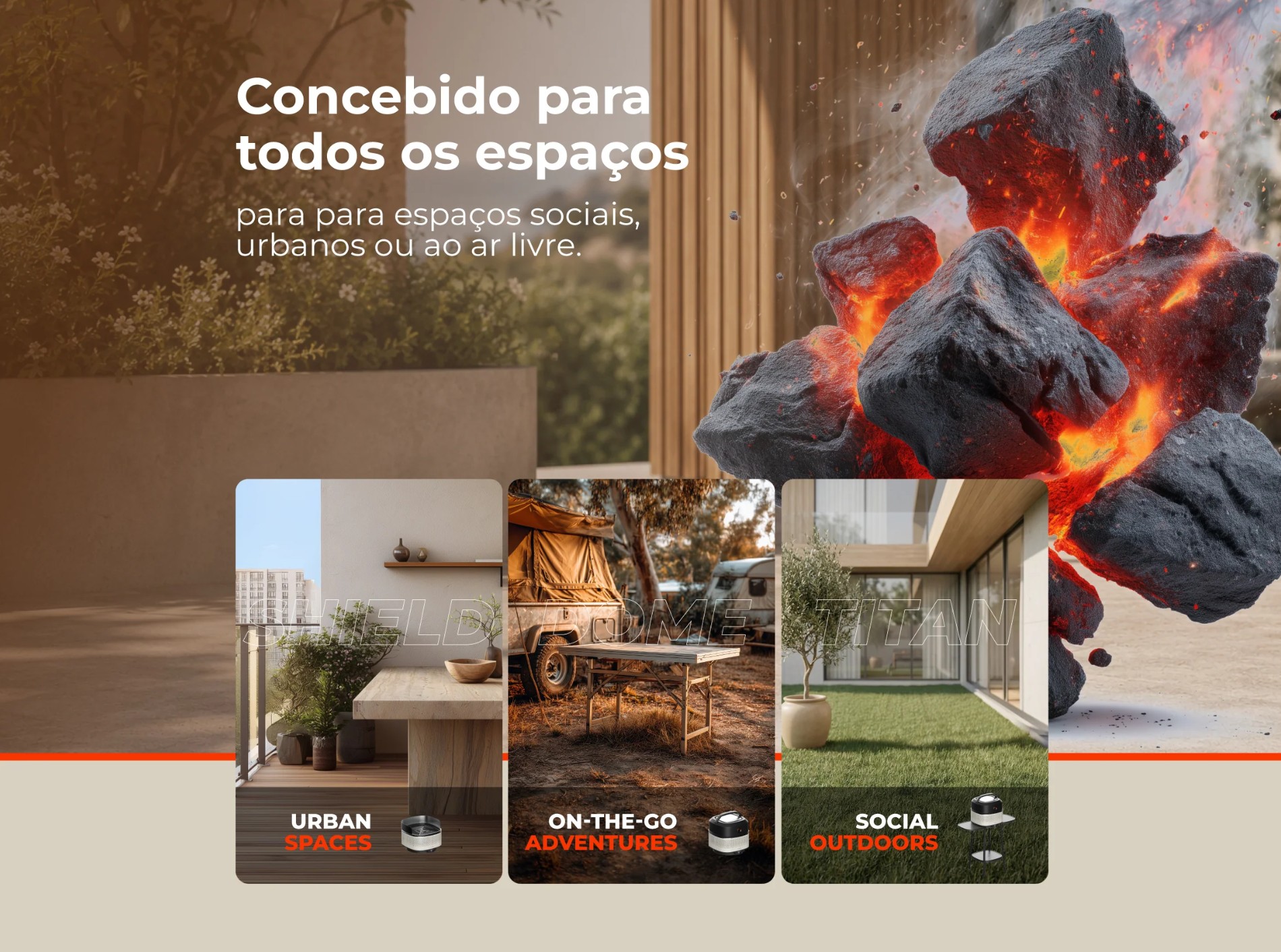 Grelhador a Carvão FLAMA 4012FL Barbecue Portátil Bege
