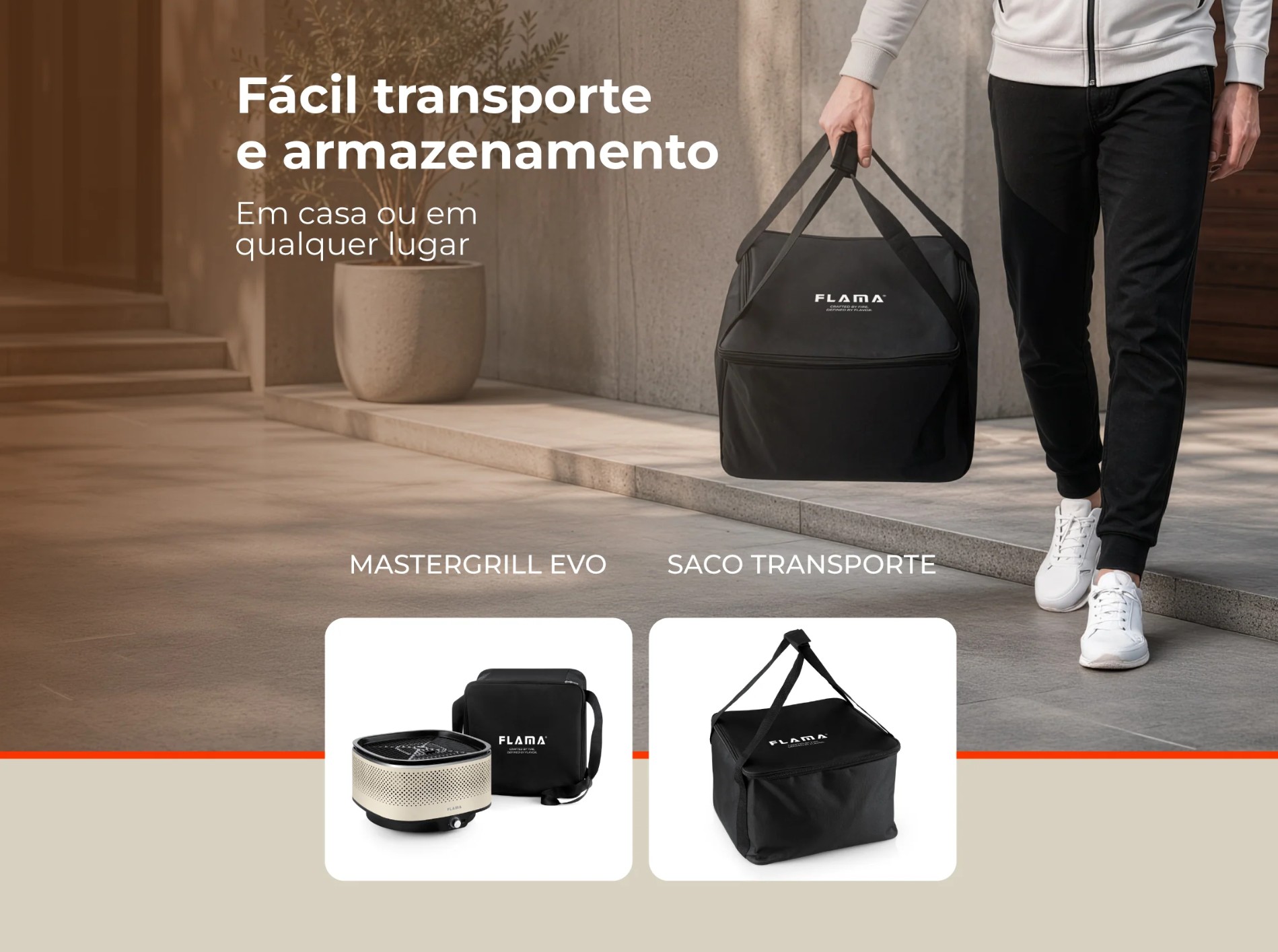 Grelhador a Carvão FLAMA 4012FL Barbecue Portátil Bege