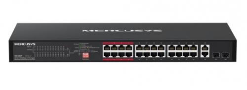 Switch TP-Link MS126CP - Rackmount de 24 Portas Fast Ethernet com 2 Portas Gigabit e 24 Portas PoE+