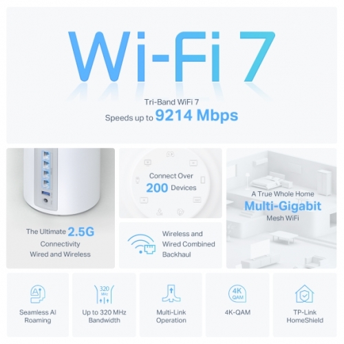 TP-LINK Deco BE65 (Pack 3) System Mesh WiFi 7 BE9300 - DECOBE65(3-PACK)