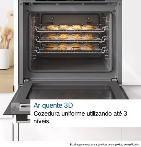 Forno Multifunções BOSCH HBA514ES4 – 71L, Air Fry, A+, 8 Funções, Calha Telescópica – Inox