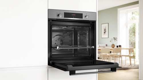 Forno Multifunções BOSCH HBA514ES4 – 71L, Air Fry, A+, 8 Funções, Calha Telescópica – Inox