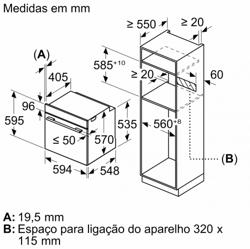 Forno Multifunções BOSCH HBA514ES4 – 71L, Air Fry, A+, 8 Funções, Calha Telescópica – Inox