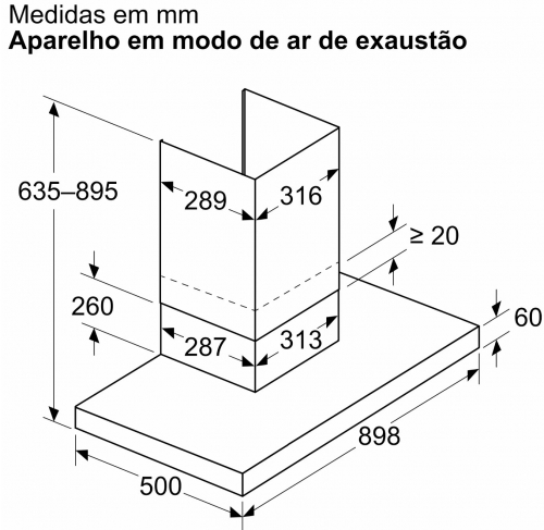 Chaminé Bosch Serie 6 DWB97DN30 – Exaustor de Parede 90 cm Inox