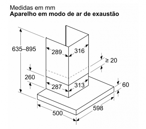 Chaminé Bosch Serie 4 DWB65CC60, 60 cm, Preto Mate, 594 m³/h, Classe B