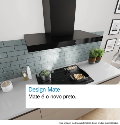 Exaustor de Chaminé de Parede Bosch Serie 4 DWB65CC60 - 60 cm, Preto Mate, 594 m³/h, 3 Velocidades, LED, Classe B – DWB65CC60