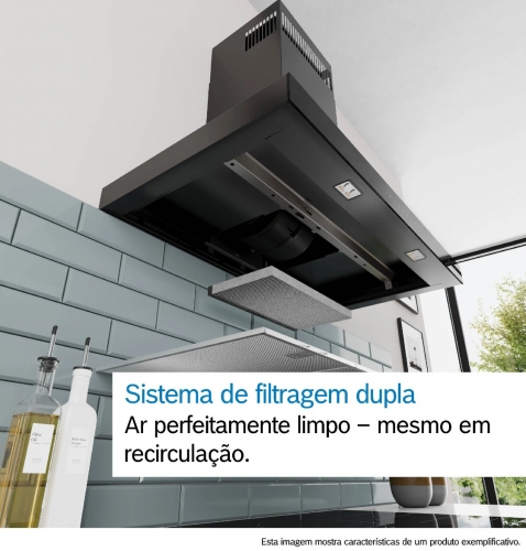 Exaustor de Chaminé de Parede Bosch Serie 4 DWB65CC60 - 60 cm, Preto Mate, 594 m³/h, 3 Velocidades, LED, Classe B – DWB65CC60