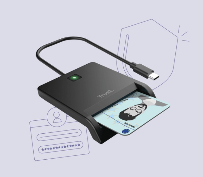 Leitor de Cartões Trust Primo - DNI/eID USB-C com Adaptador USB-A – 26253
