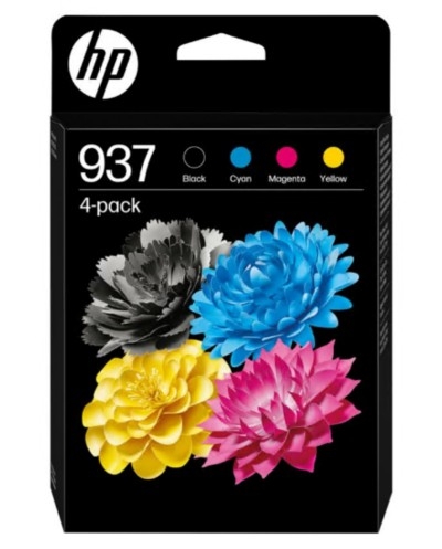 Tinteiro HP 937 Pack de 4 preto, azul cyan, magenta, amarelo original , 6C400NE