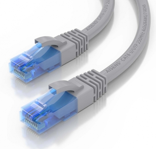 Cabo de rede RJ45 Cat.6 UTP AWG26 CCA, cinza, 2,0 m Aisens A135-0777