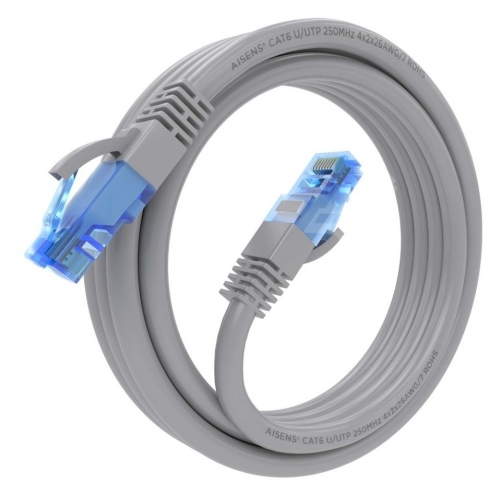 Cabo de rede RJ45 Cat.6 UTP AWG26 CCA, cinza, 2,0 m Aisens A135-0777