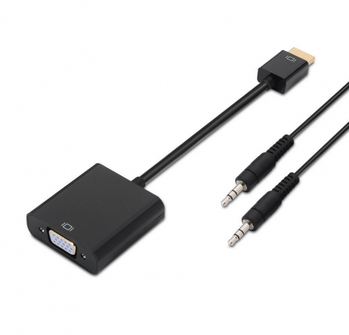 Conversor HDMI a SVGA+Audio, HDMI A Macho-SVGA Hembra+JACK 3.5/H, Negro, 10 CM+1.0 Metros Aisens A122-0126