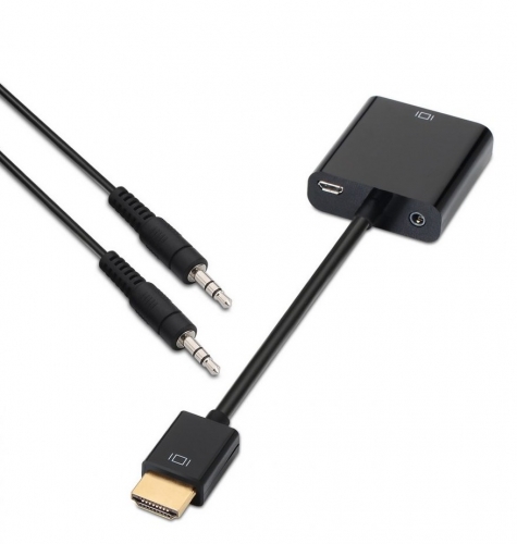 Conversor HDMI a SVGA+Audio, HDMI A Macho-SVGA Hembra+JACK 3.5/H, Negro, 10 CM+1.0 Metros Aisens A122-0126