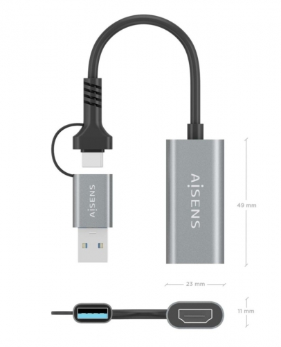 CONVERSOR AISENS A109-0913 - USB-A+USB-C HDMI 1080P 60HZ USB-A M+USB-C M-HDMI H 15